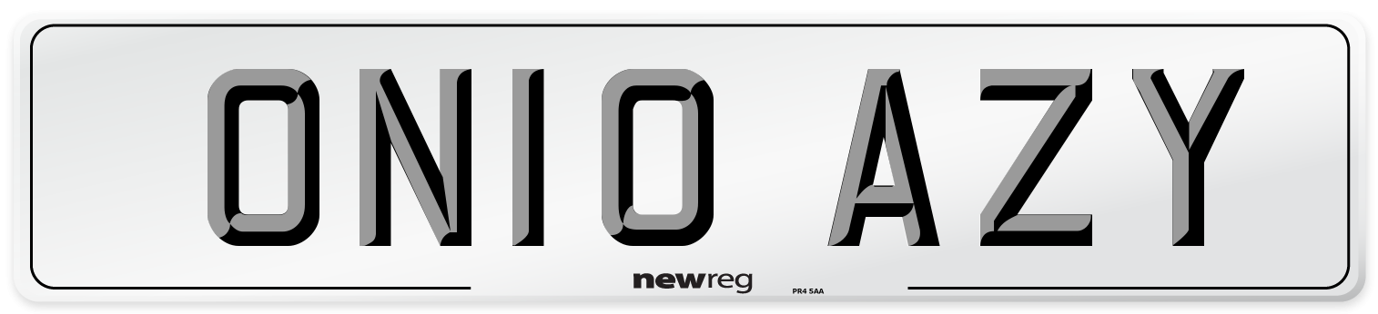 ON10 AZY Number Plate from New Reg